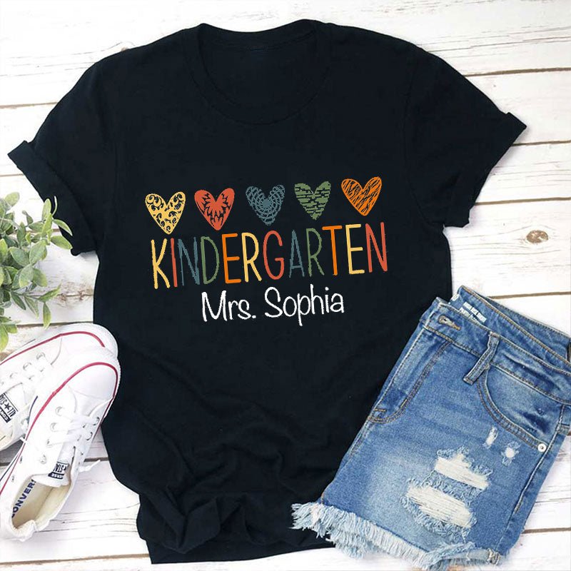 Personalized Grade And Name Kindergarten Teacher T-Shirt