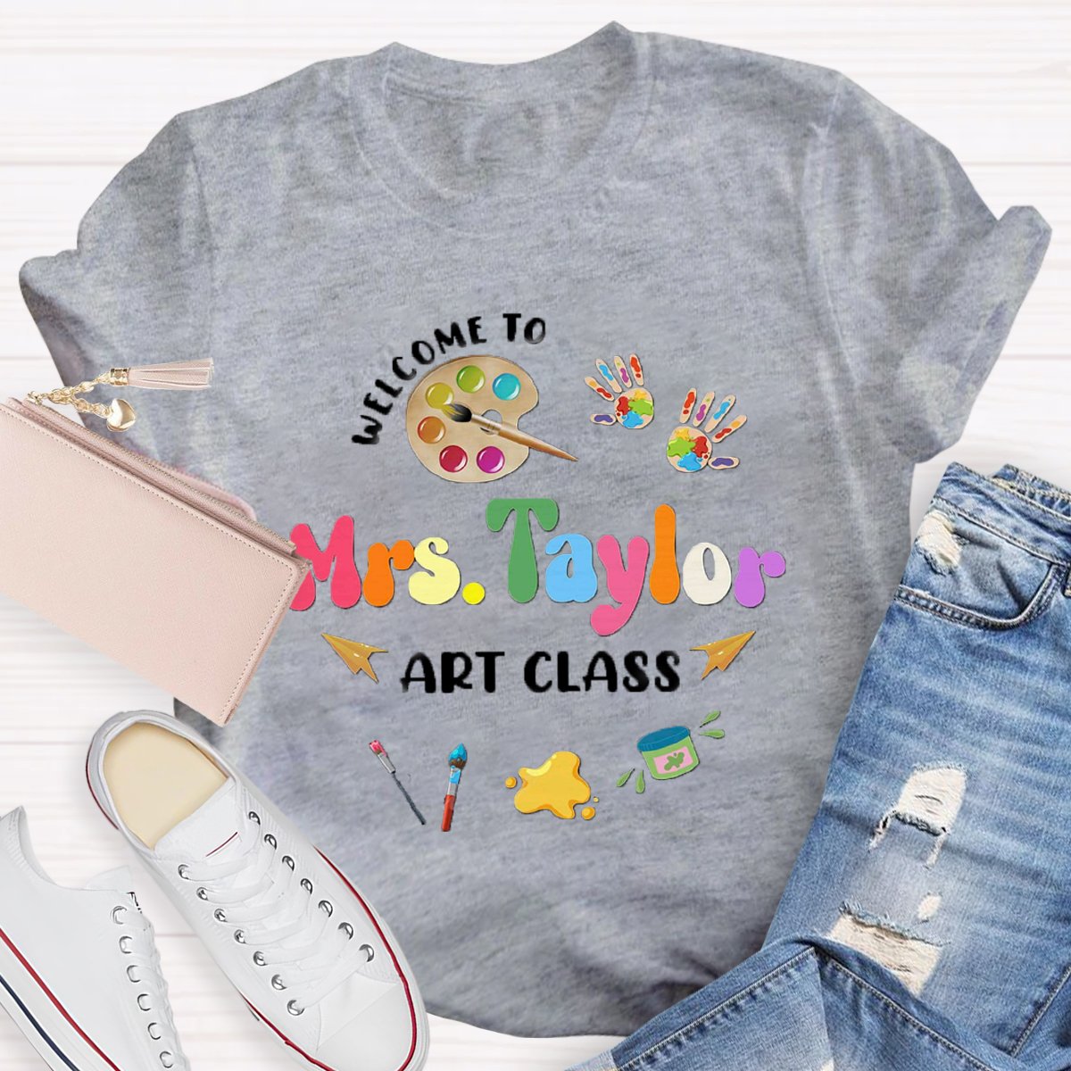 Personalized Art Teachers Name Welcome To Art Class T-Shirt