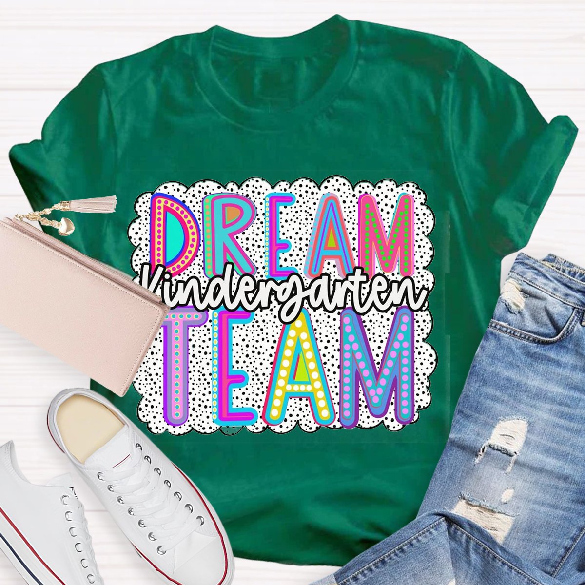 Personalized Grade Dream Team Dalmatian Dots Teacher Shirt