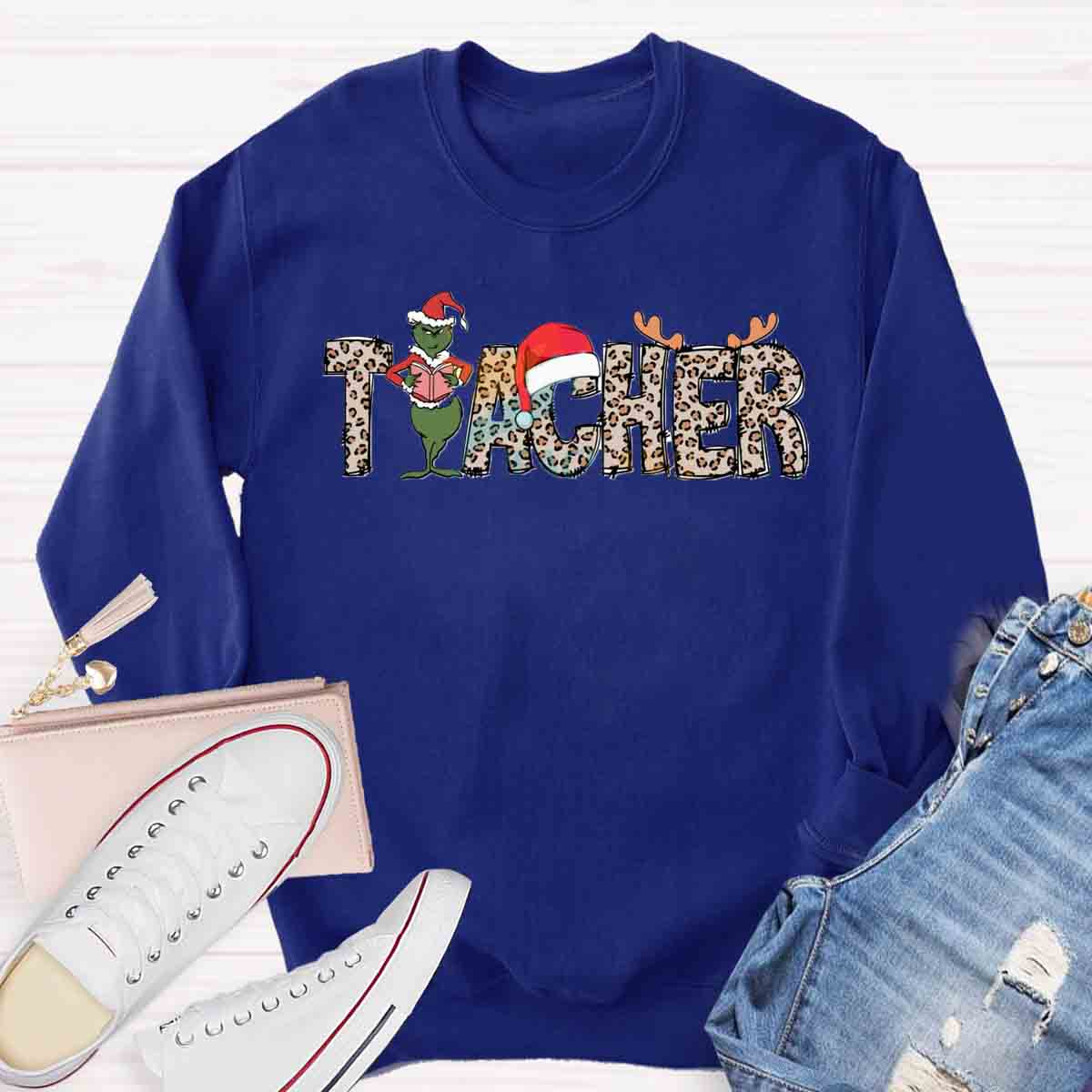 Christmas Leopard Teacher Sweatshirt