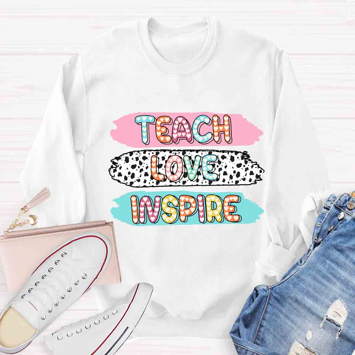 Teach Love Inspire Dot Light Teacher Sweatshirt