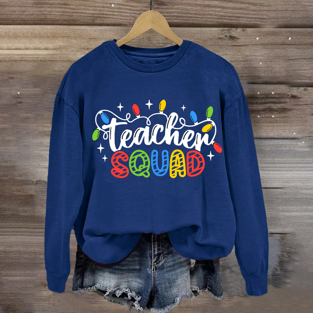 Teacher Squad Christmas Lights Sweatshirt