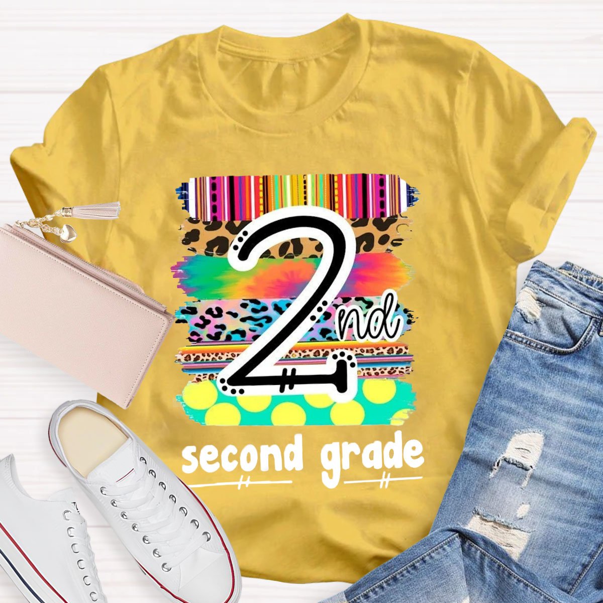 Personalized Grade Brilliant Colors Teacher T-shirt