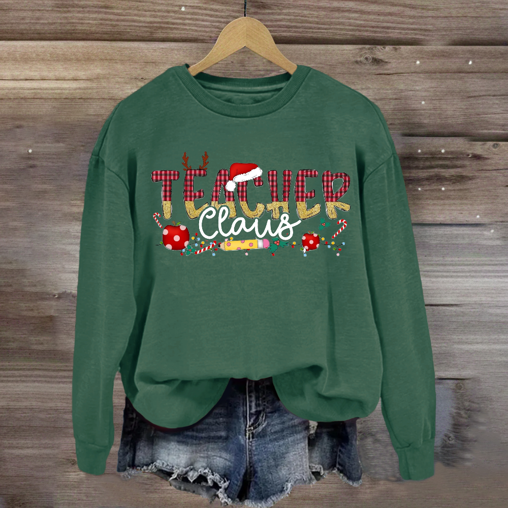 Teacher Claus Holly Teacher Christmas Sweatshirt