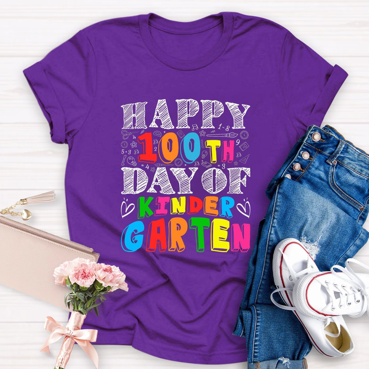 Happy 100th Day Of Kindergarten Teacher Shirt