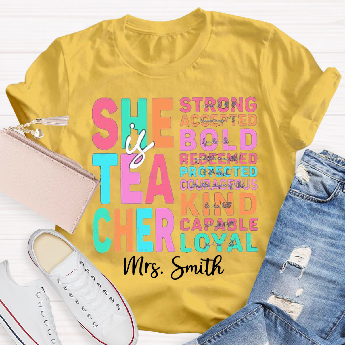 Personalized Name Teacher is Strong Kind T-shirt