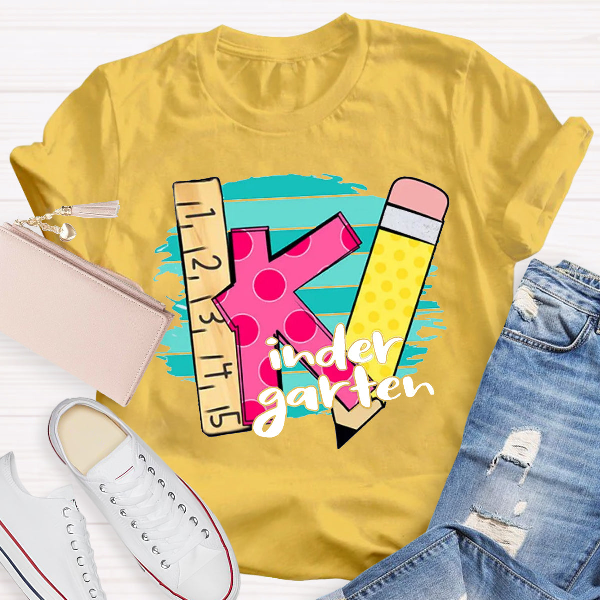 Personalized Grade Ruler Pencil Teacher T-Shirt