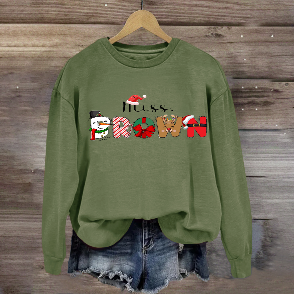 Personalized Name Christmas Hat Snowman Design Sweatshirt