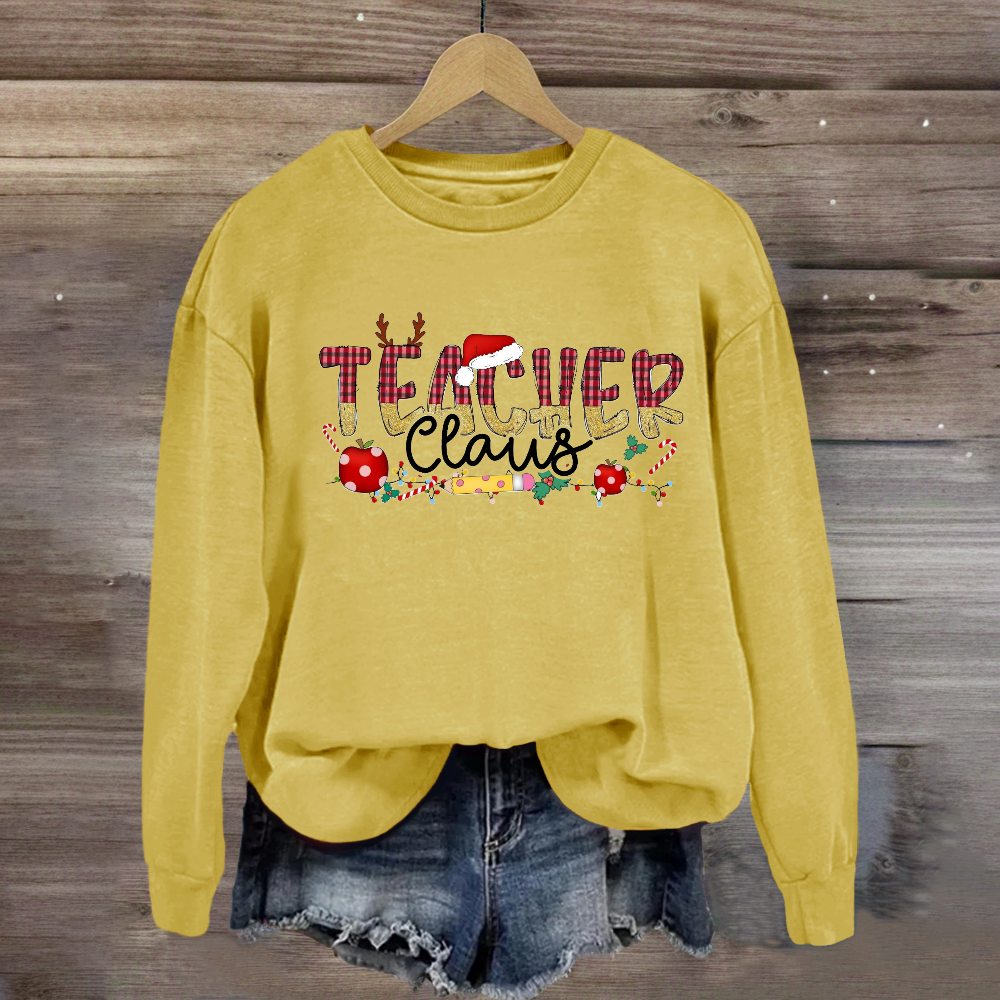 Teacher Claus Holly Teacher Christmas Sweatshirt