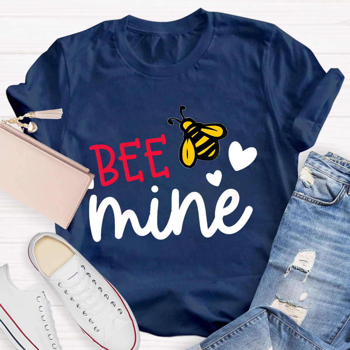 Be  Mine Heart Printed Teacher T-Shirt