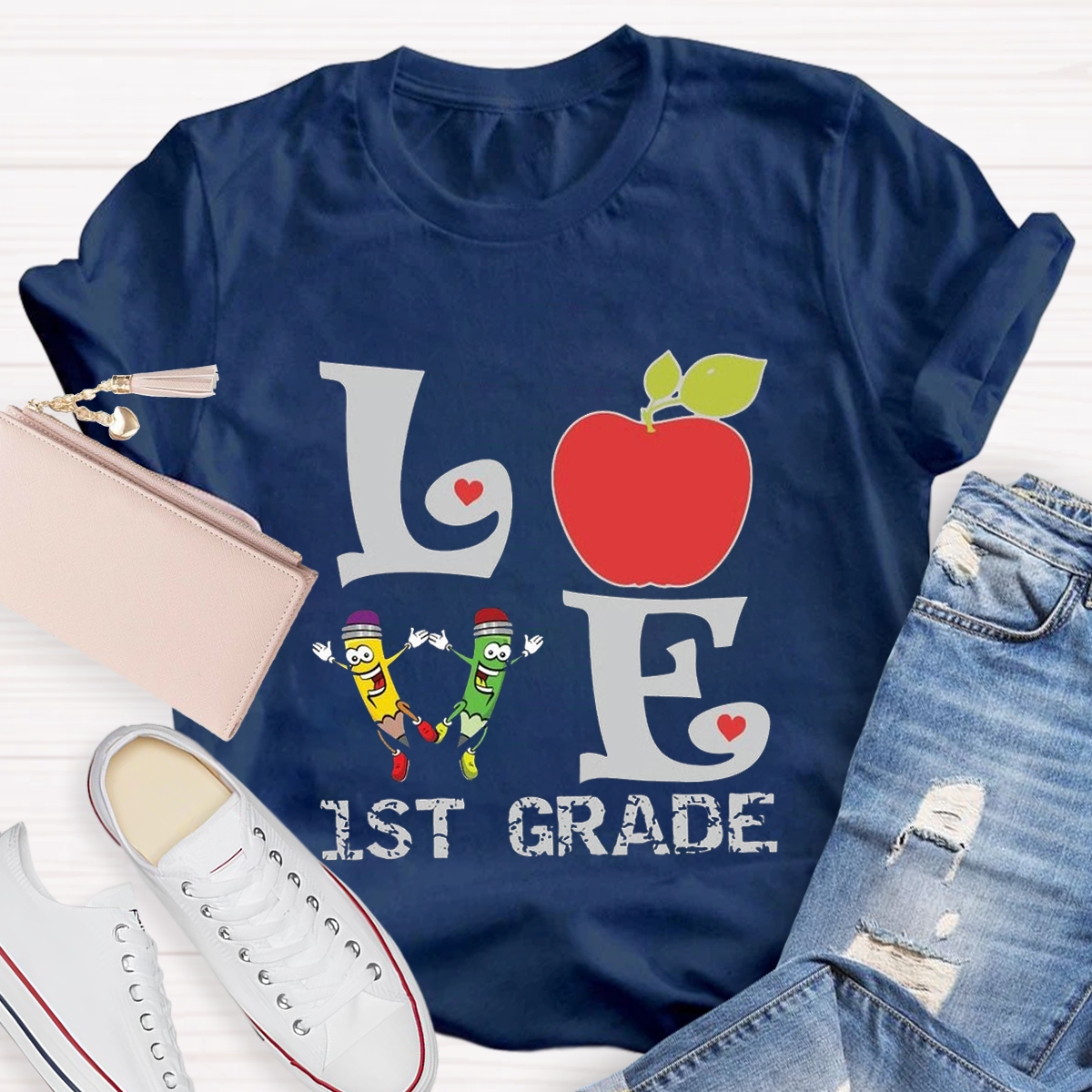 Personalized Grade And Funny Love Teacher T-Shirt