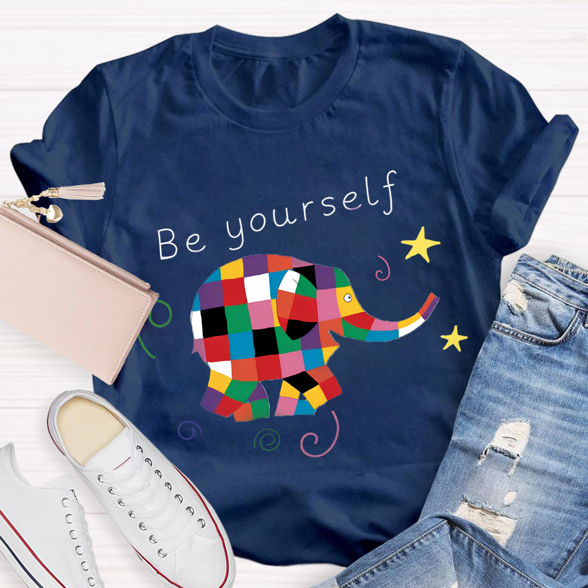 Be Yourself Rainbow Elephant T-Shirt