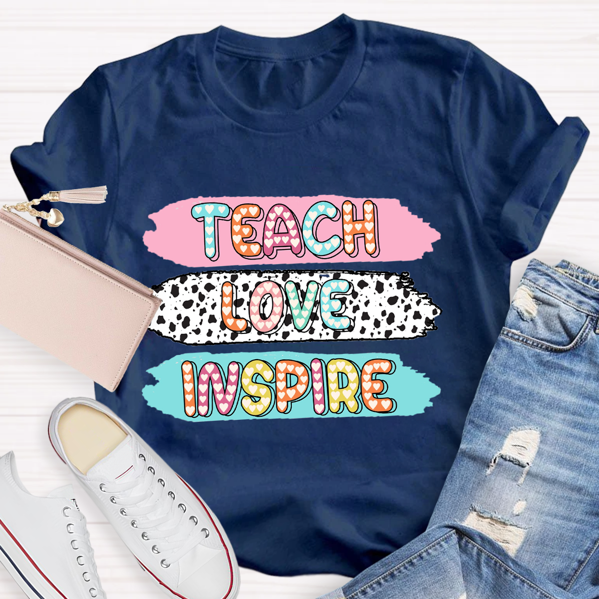 Teach Love Inspire Dot Light Teacher T-Shirt