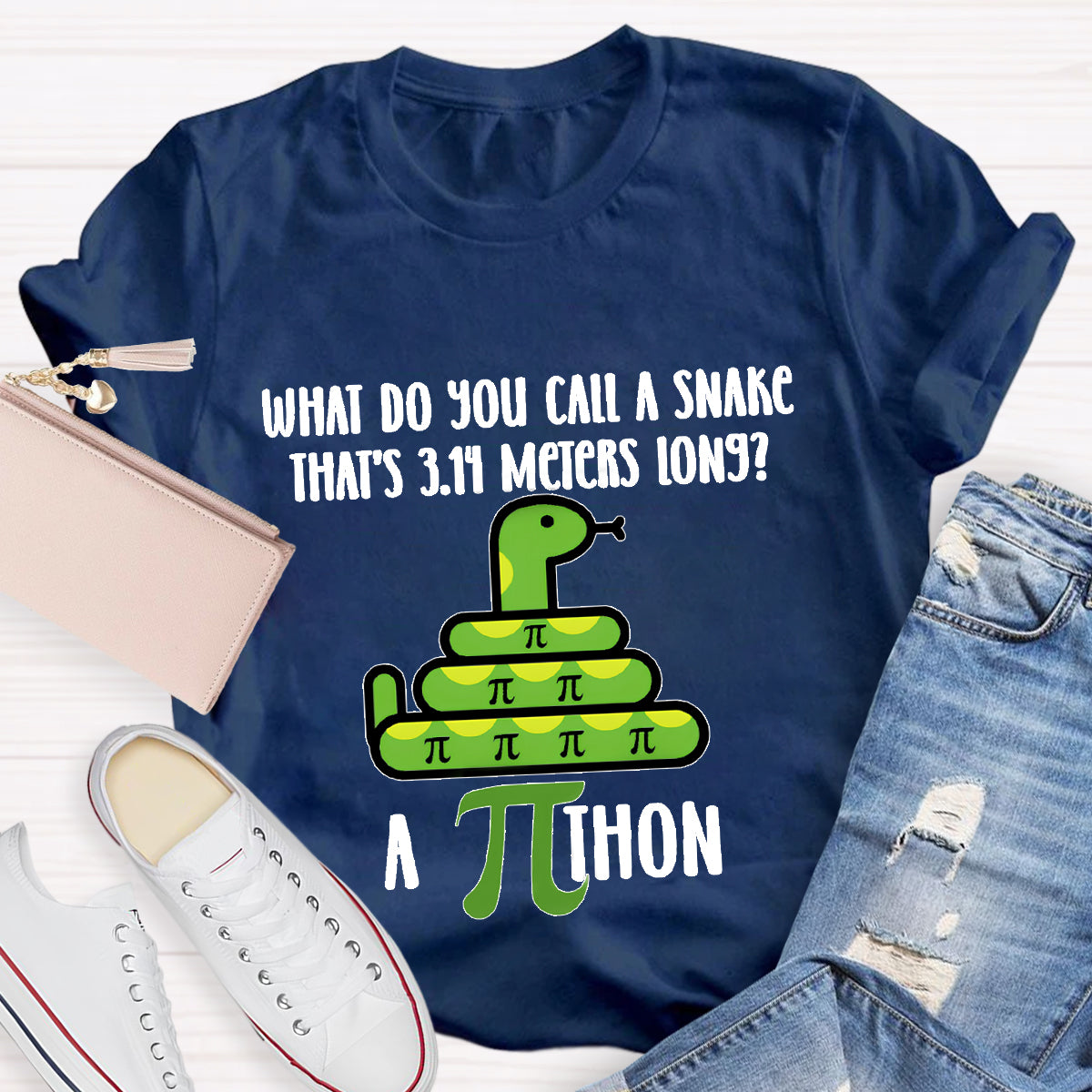 What Do You Call A Snake That'S 3.14 Meters Long Funny Pi Day T-Shirt