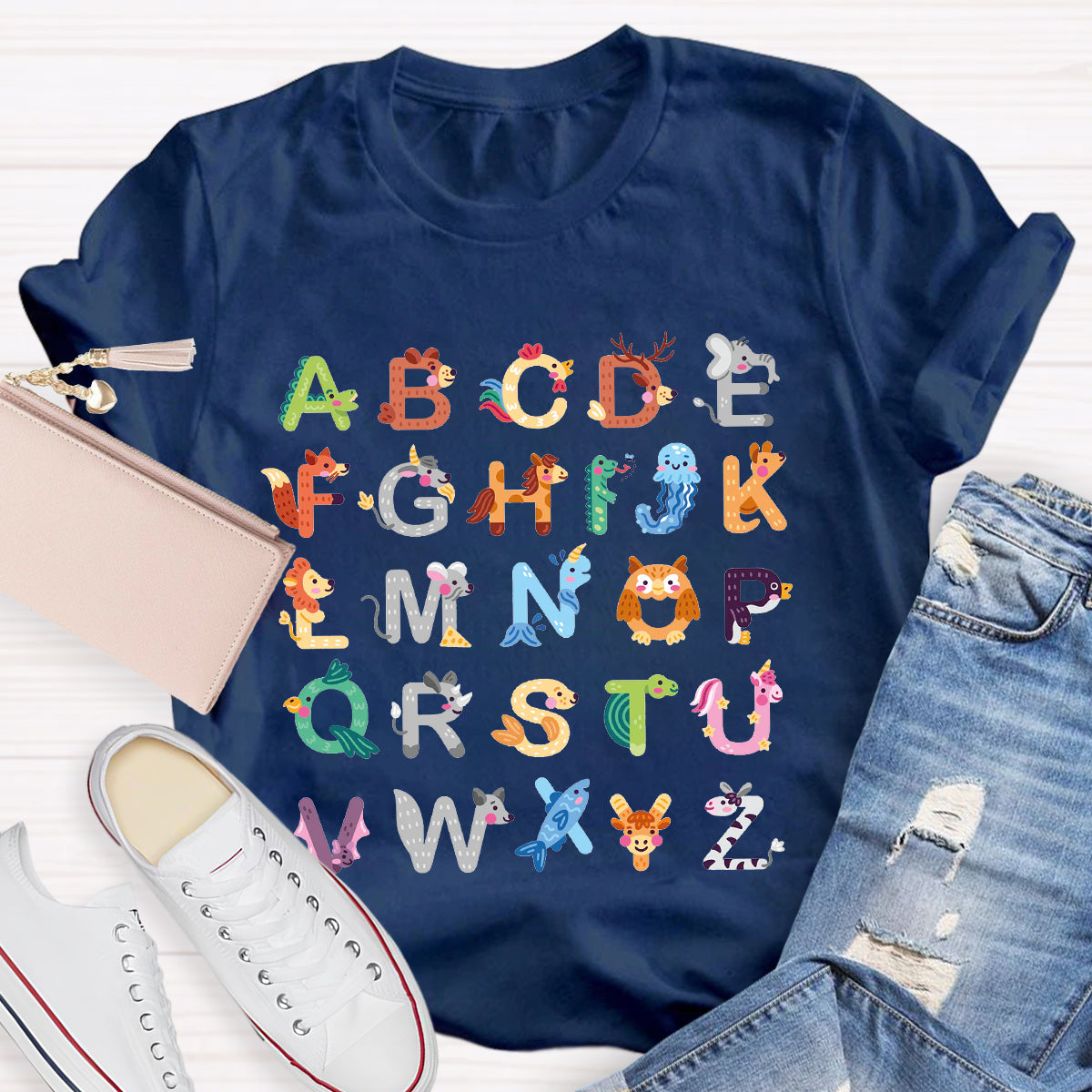 Animal Alphabet Clipart Teacher Shirt