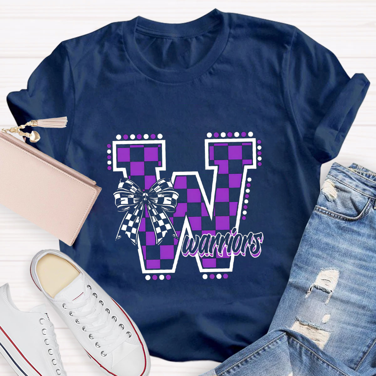 Personalized Mascot Bow Teacher T-Shirt