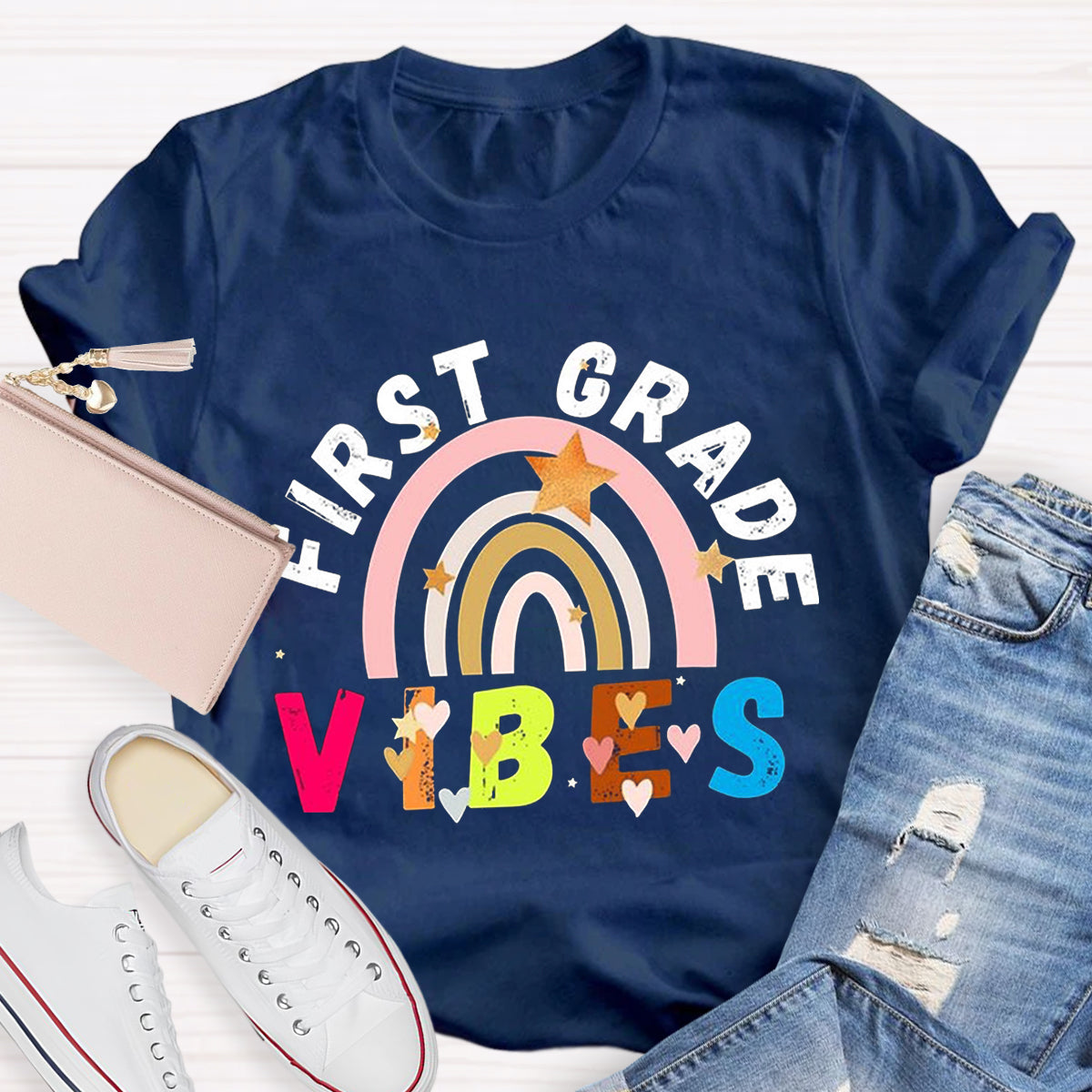 Personalized First Grade Vibes Teacher Shirt