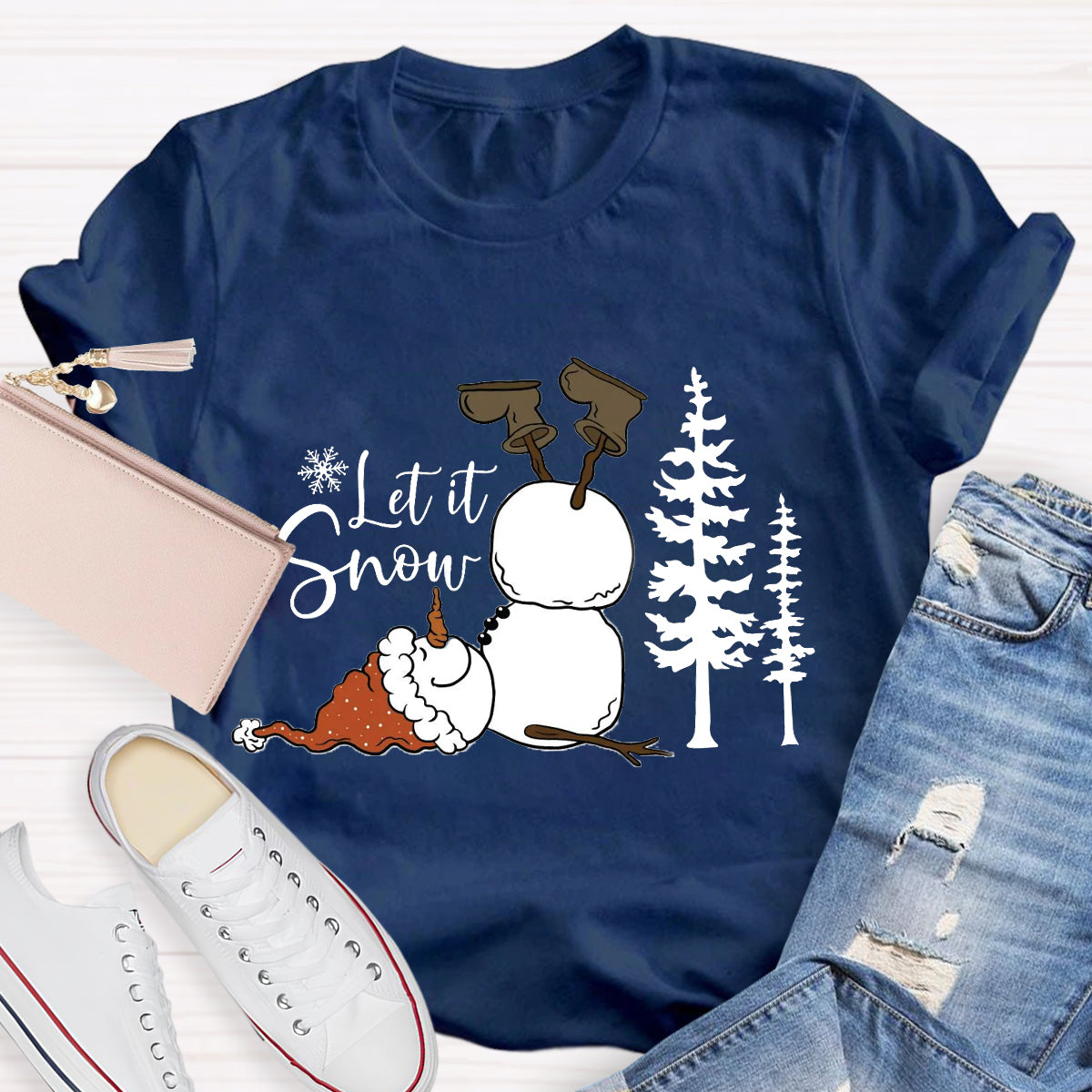 Funny Snowman Christmas Let it Snow Teacher T-Shirt