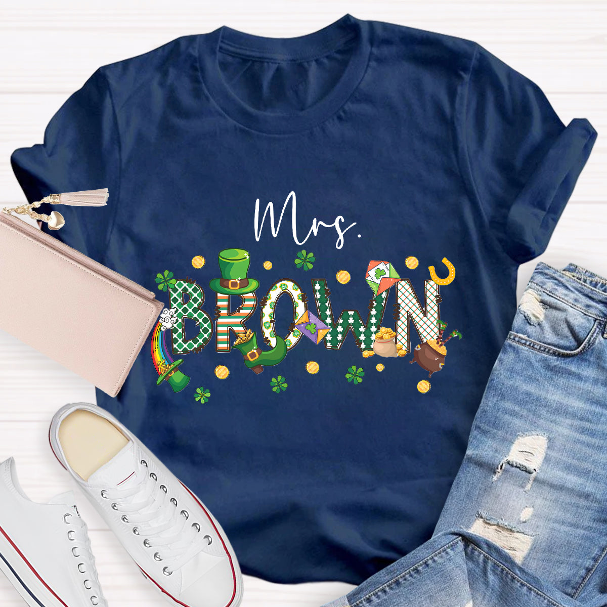 Personalized Name St. Patrick Day Mrs. Brown T-Shirt