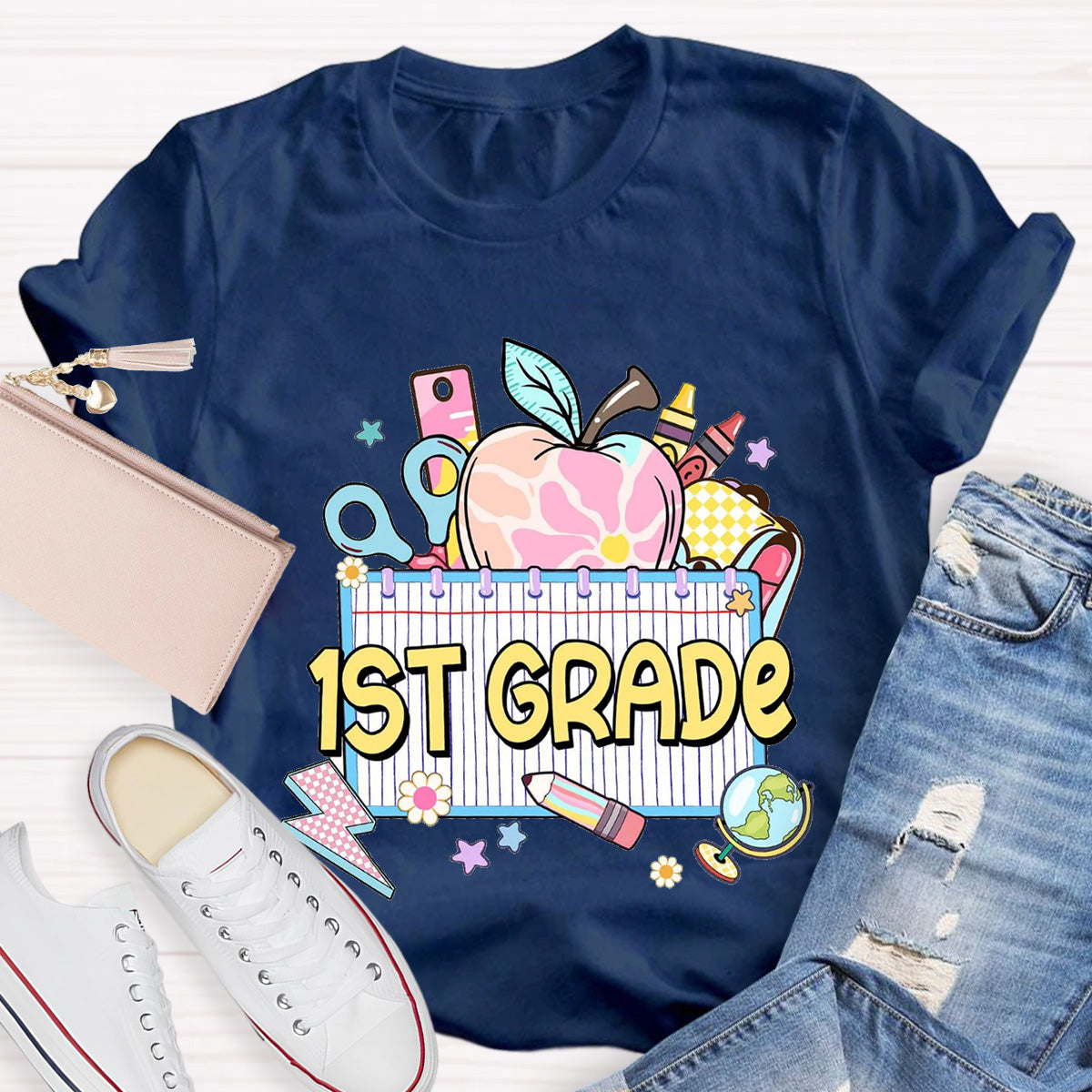 Personalized Grade Teacher Books Apple T-Shirt