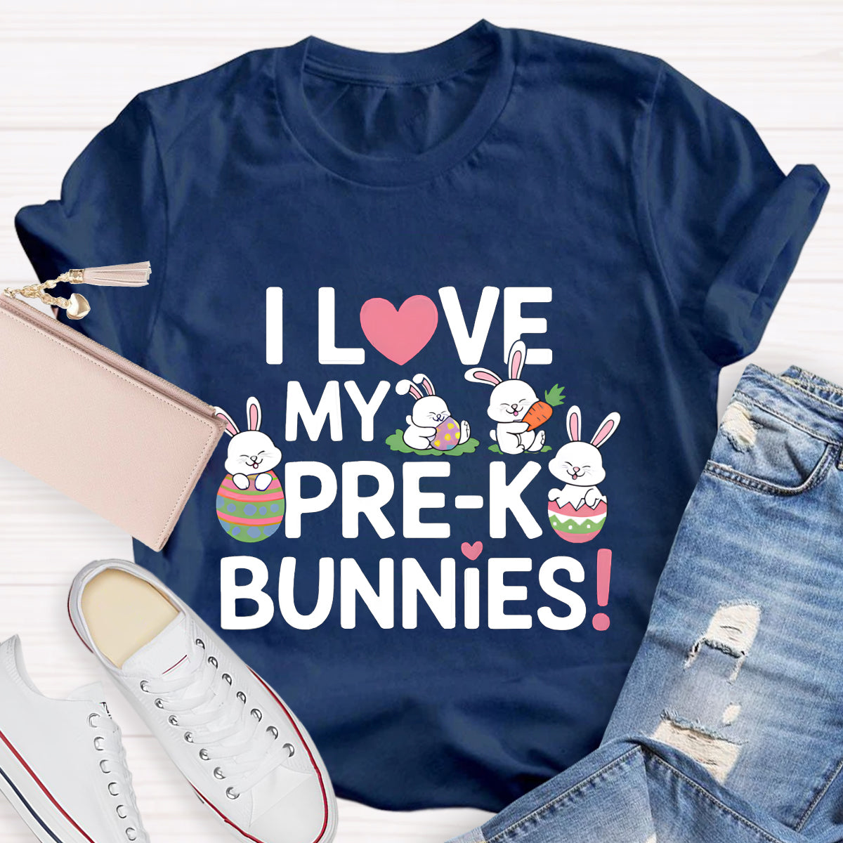 Personalized Grade I love My Bunnies Teacher T-Shirt