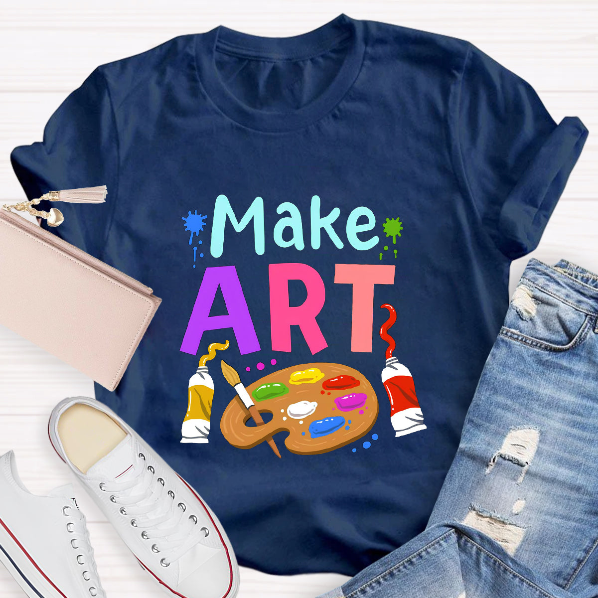 Make Art Color Palette Teacher T-Shirt
