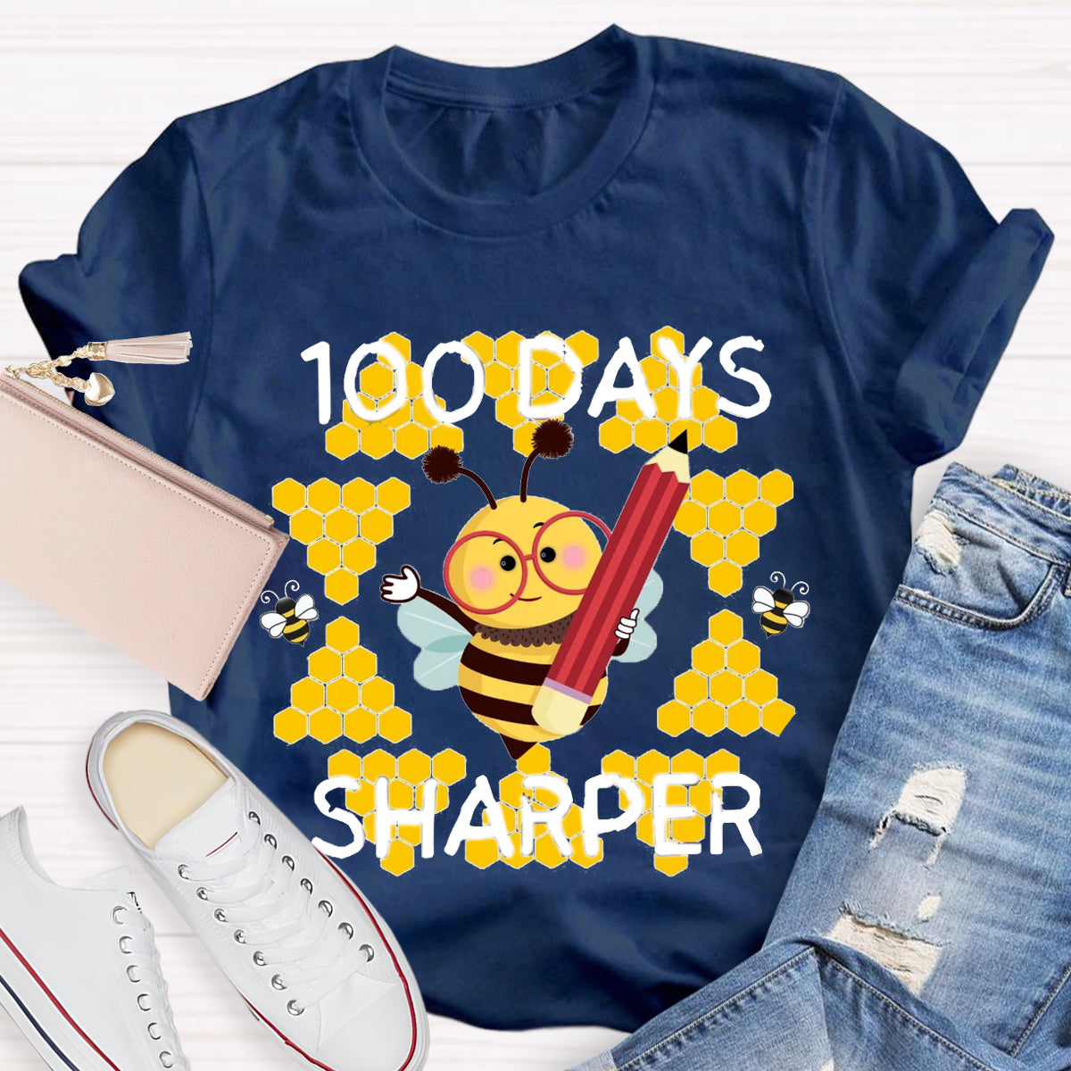 100 Days Sharper Funny Bee  T-Shirt