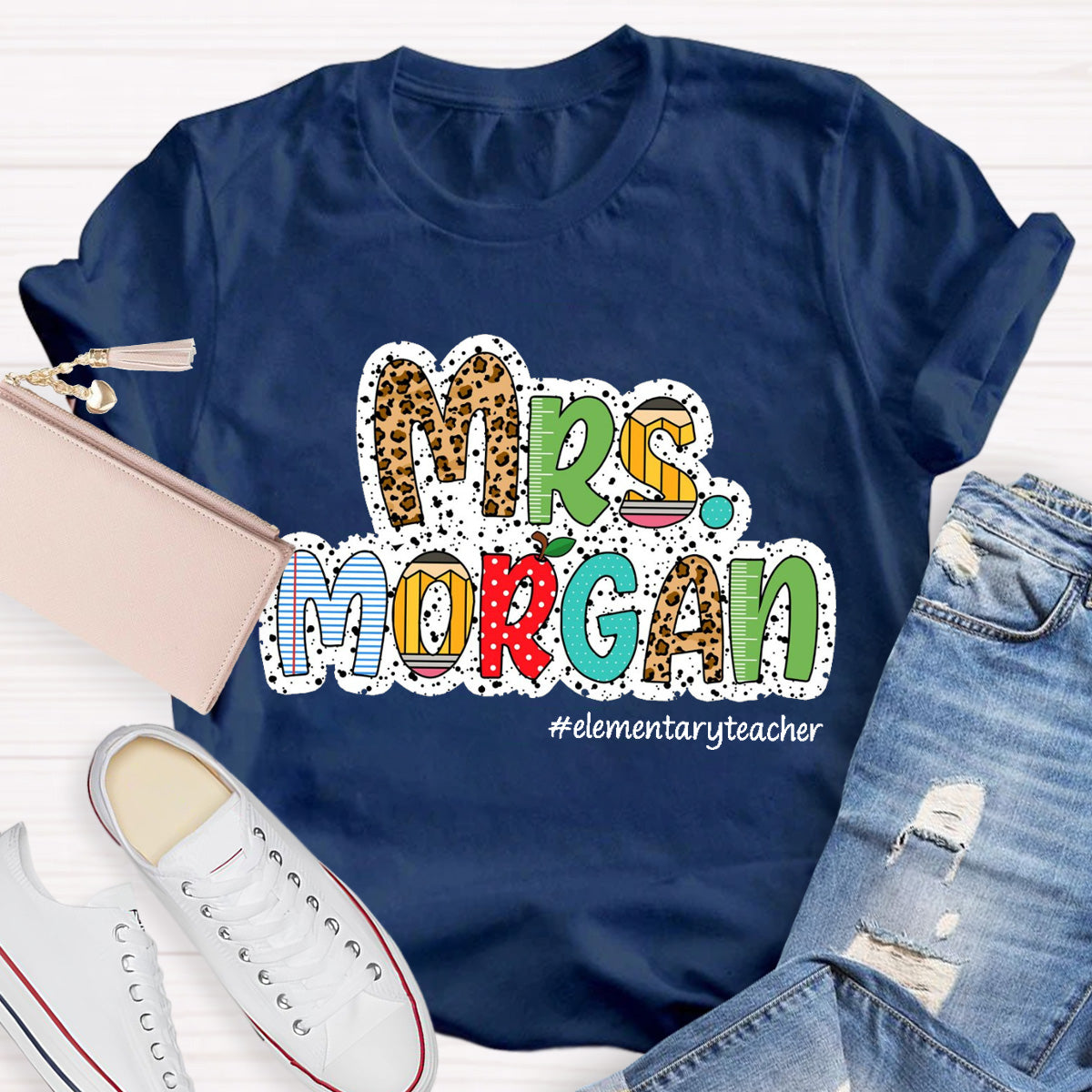 Personalized Name Elementary Teacher T-Shirt