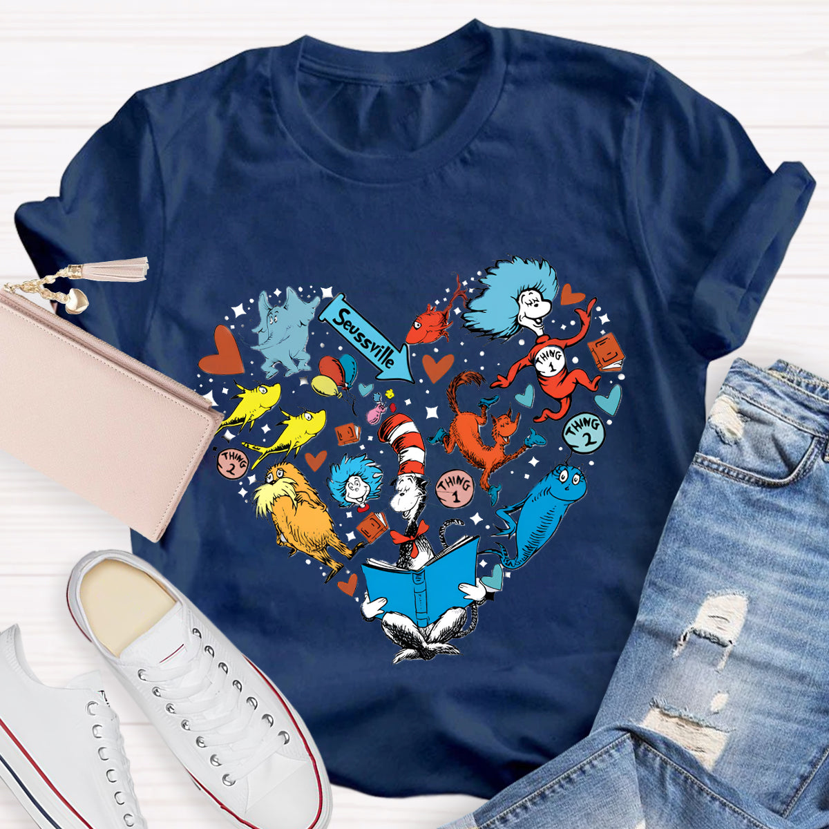 The Cat In The Hat Heart Teacher T-Shirt