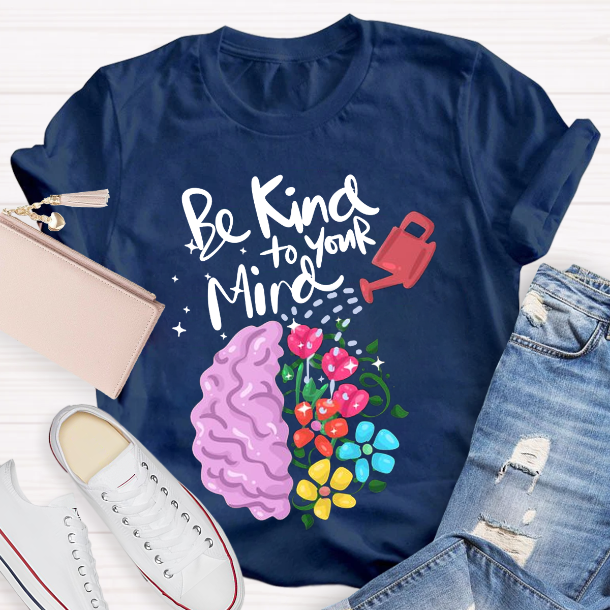 Be Kind To Your Mind Pink Brain T-Shirt