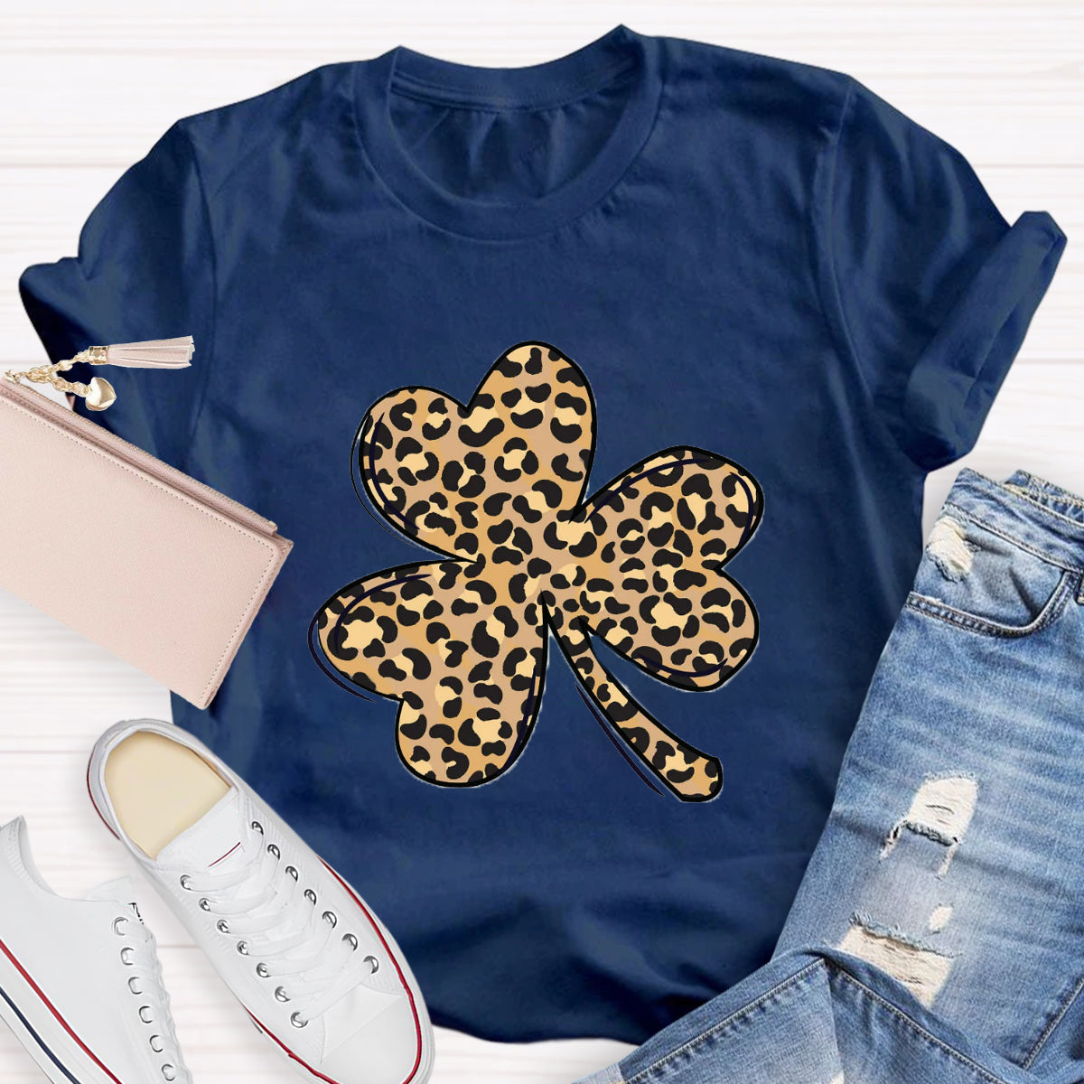 St. Patrick's Day Leopard Print Shamrock T-Shirt