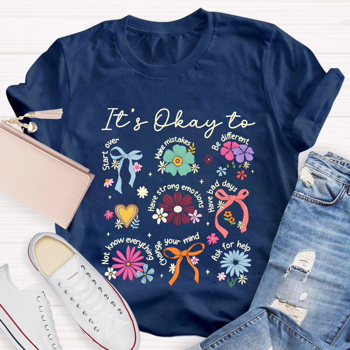 It's Okay To Be Different Vintage Flower Teacher T-Shirt