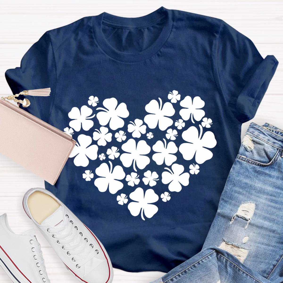 Cute Shamrocks in Heart T-Shirt