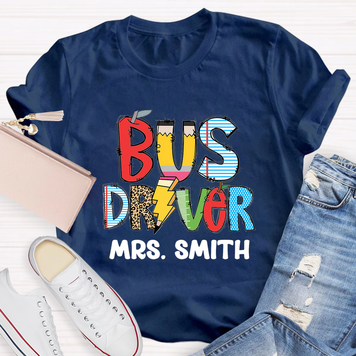 Personalized Bus Driver Name Teacher T-Shirt