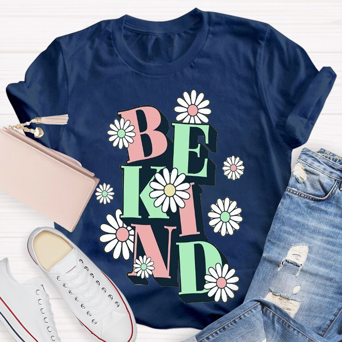 Be Kind Flower Design Teacher T-Shirt