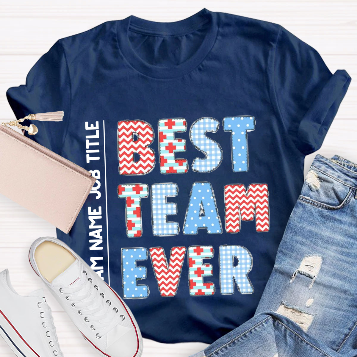 Personalized Team Name Plaid Design T-Shirt