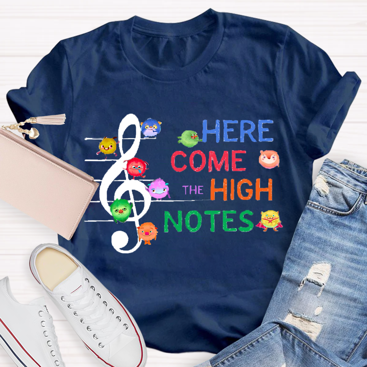 Here Come The High Notes Music Teacher T-Shirt