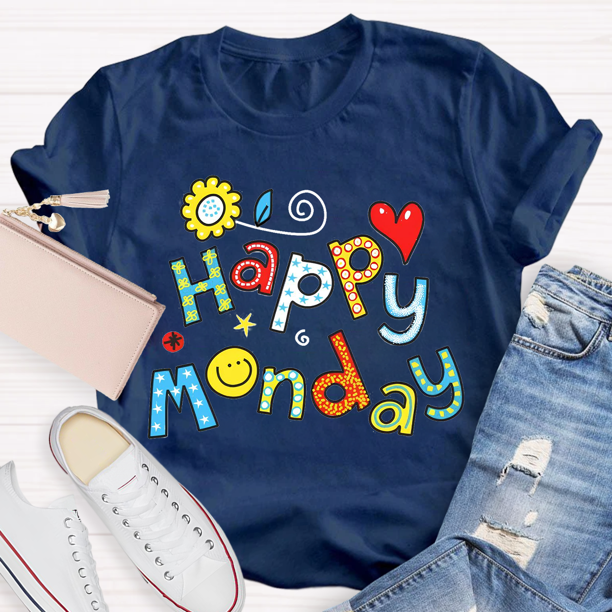 Personalized Day of the Week Happy Monday Funny Design T-Shirt