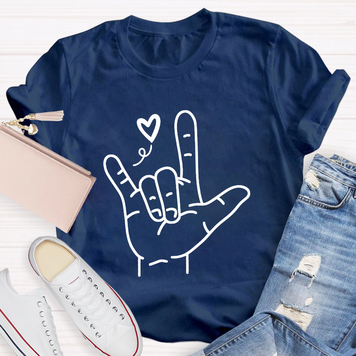 Sign Language Love Needs No Words Teacher T-Shirt