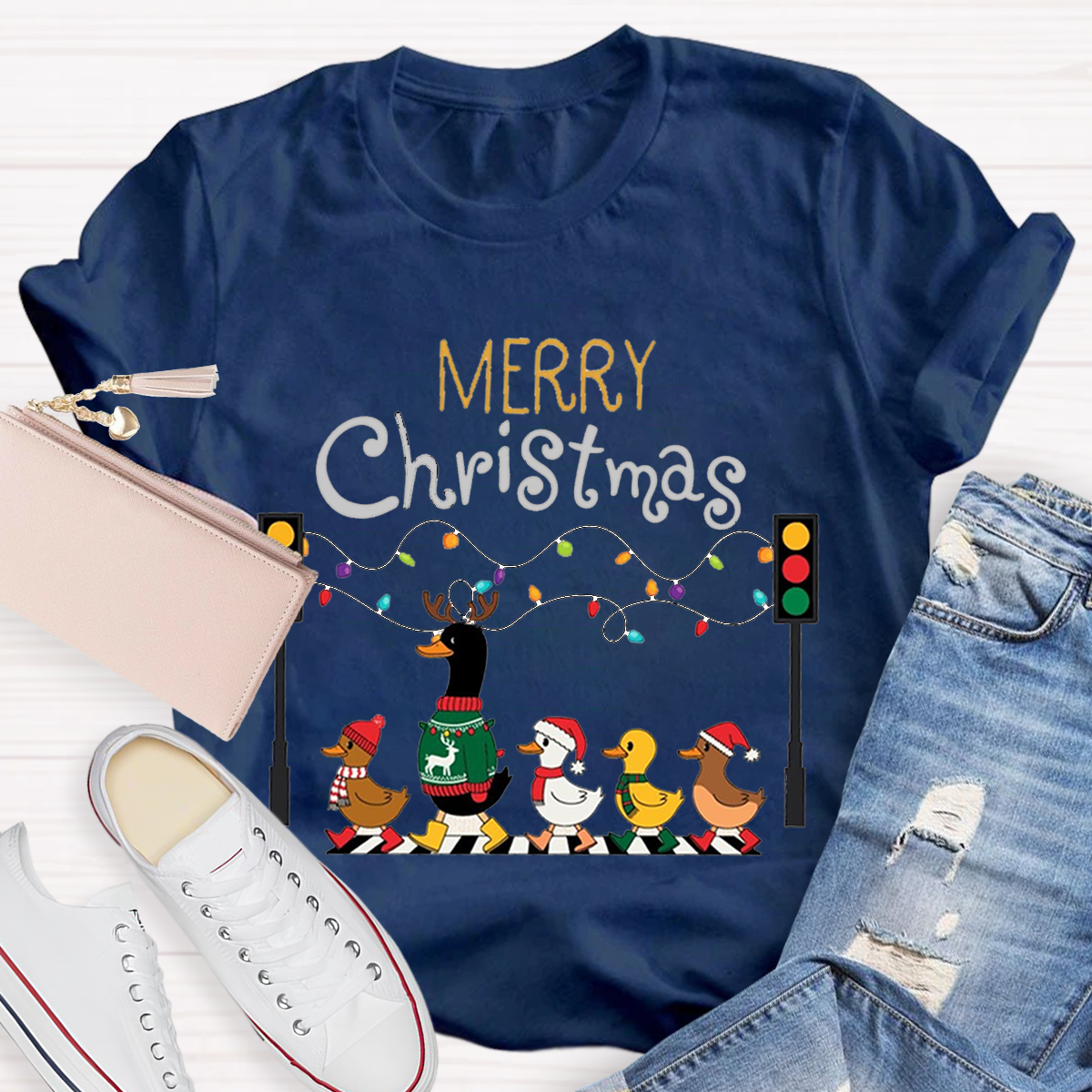 Merry Christmas Funny Duck Teacher T-Shirt