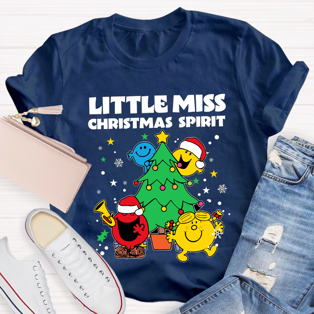 Little Miss Christmas Spirit Teacher T-Shirt