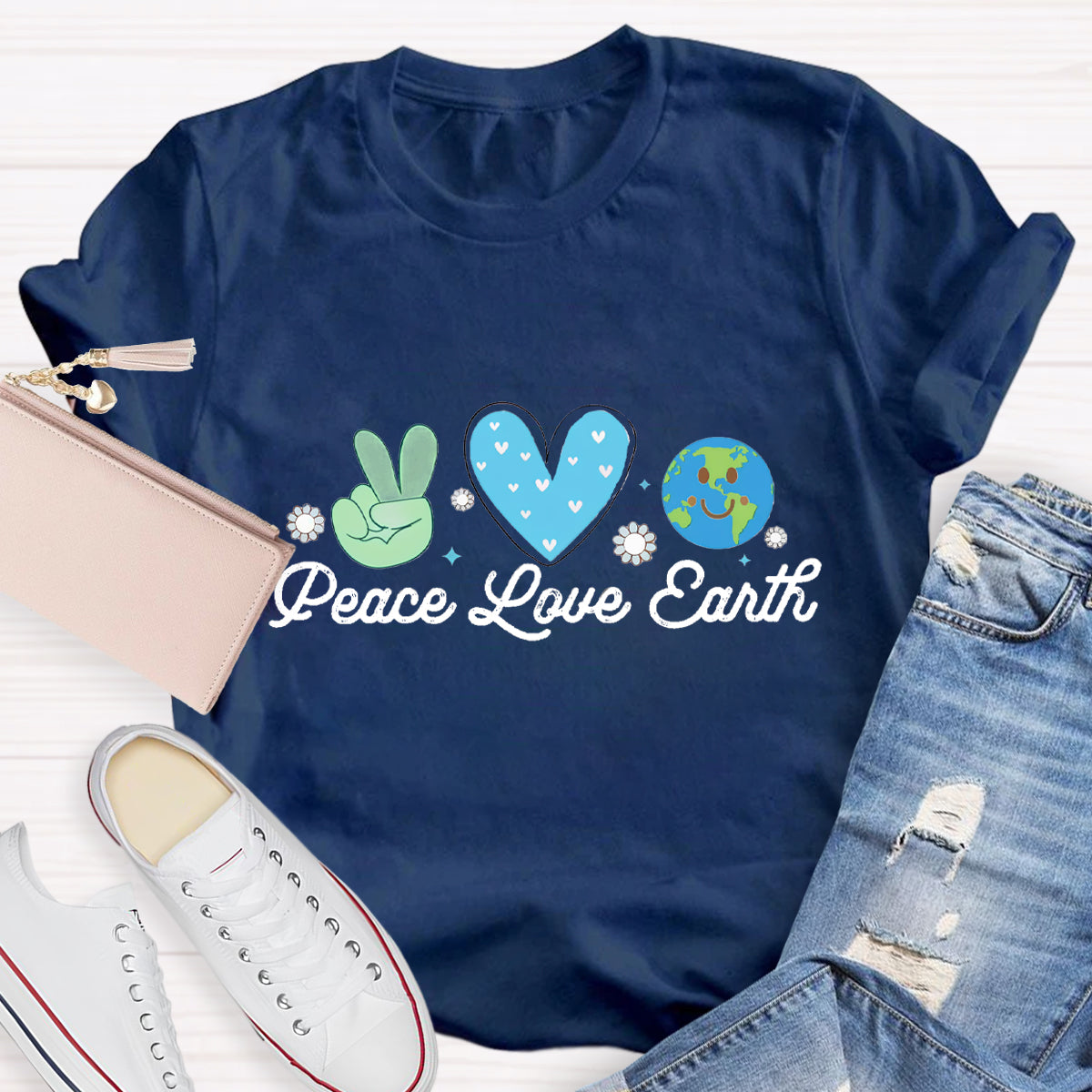 Peace Love Earth Teacher T-Shirt