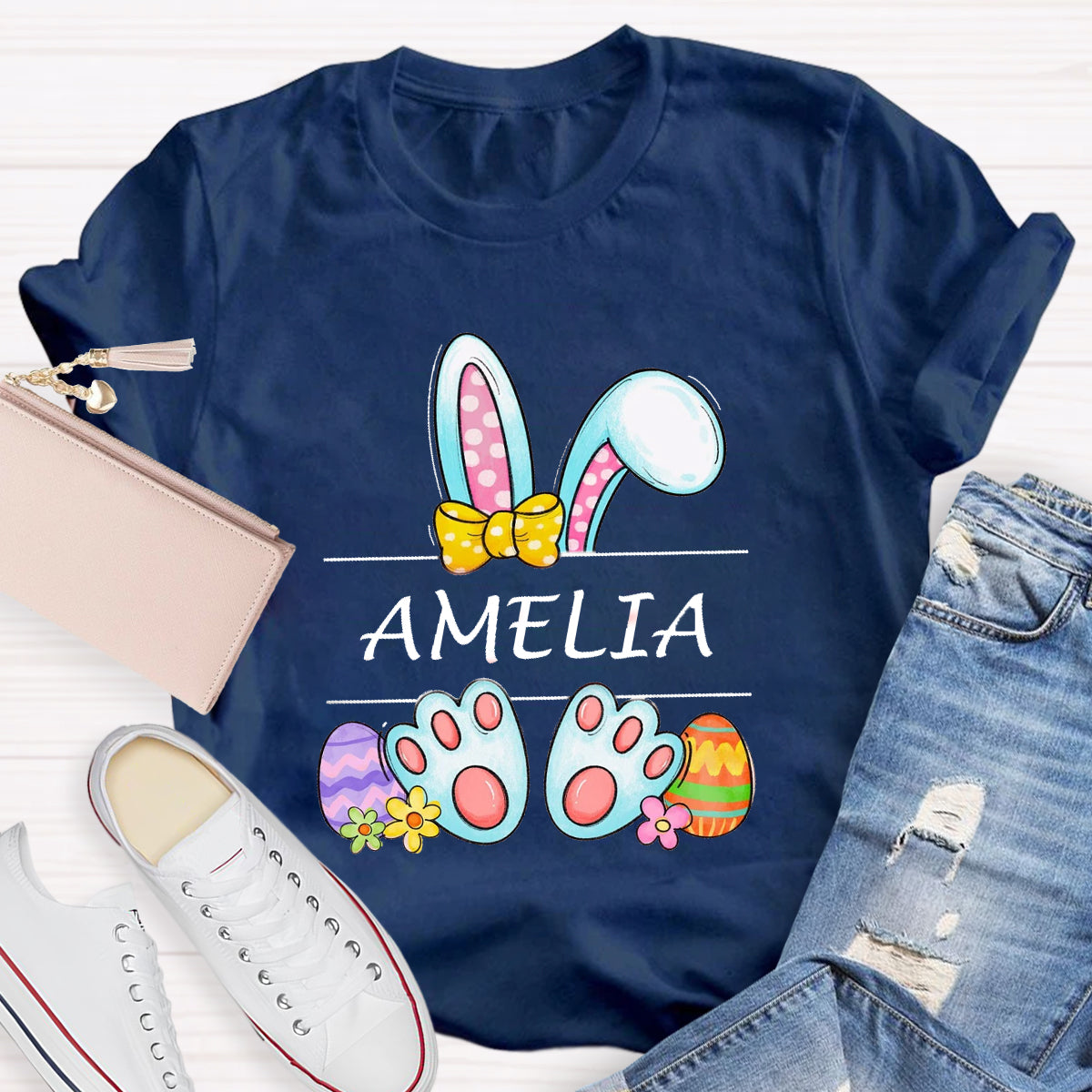 Personalized Name Happy Easter Bunny T-Shirt