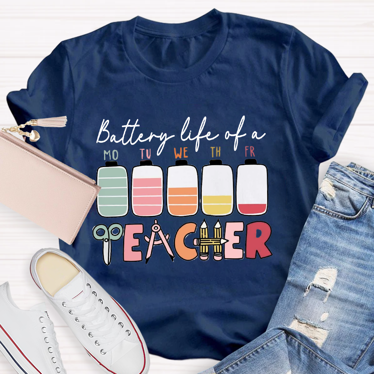 Battery Life Of A Teacher T-Shirt