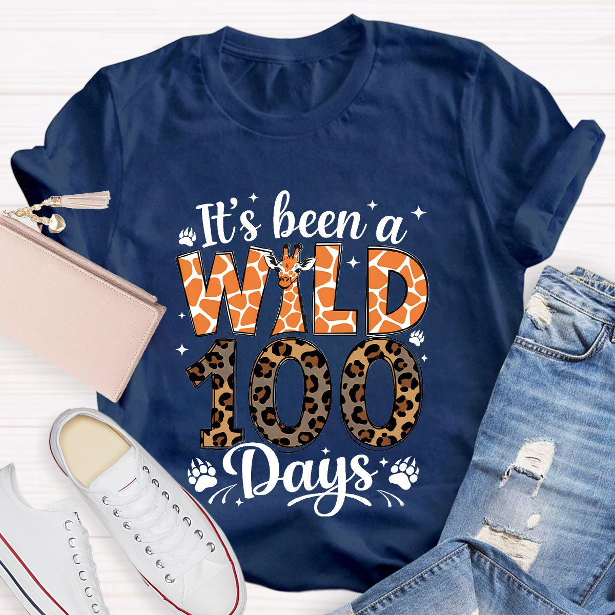 It's Been A Wild 100 Days Leopard Giraffe T-Shirt