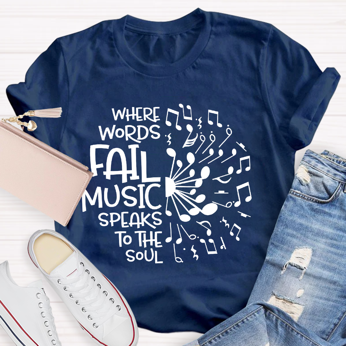 Where Words Fail Music Speaks To The Soul Teacher T-Shirt