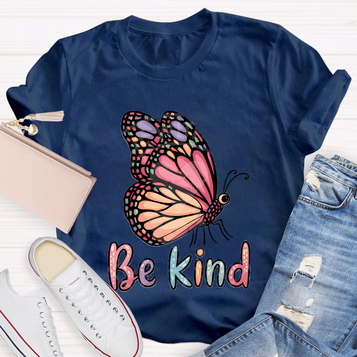 Be Kind Butterfly Printed T-Shirt