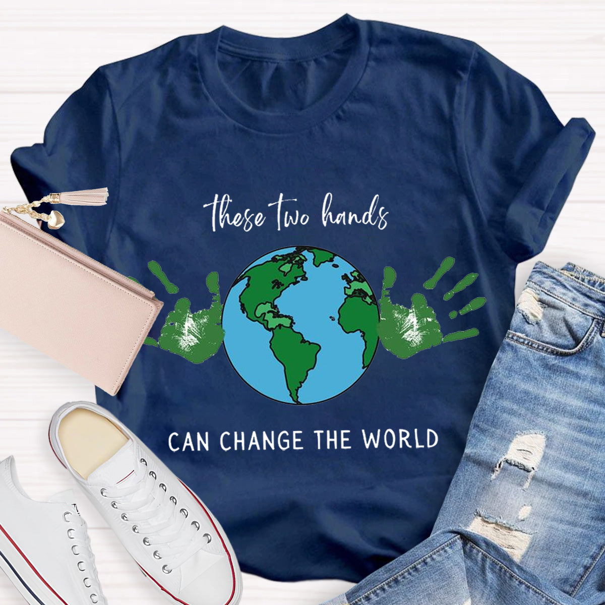 Earth Day Handprint Teacher T-Shirt