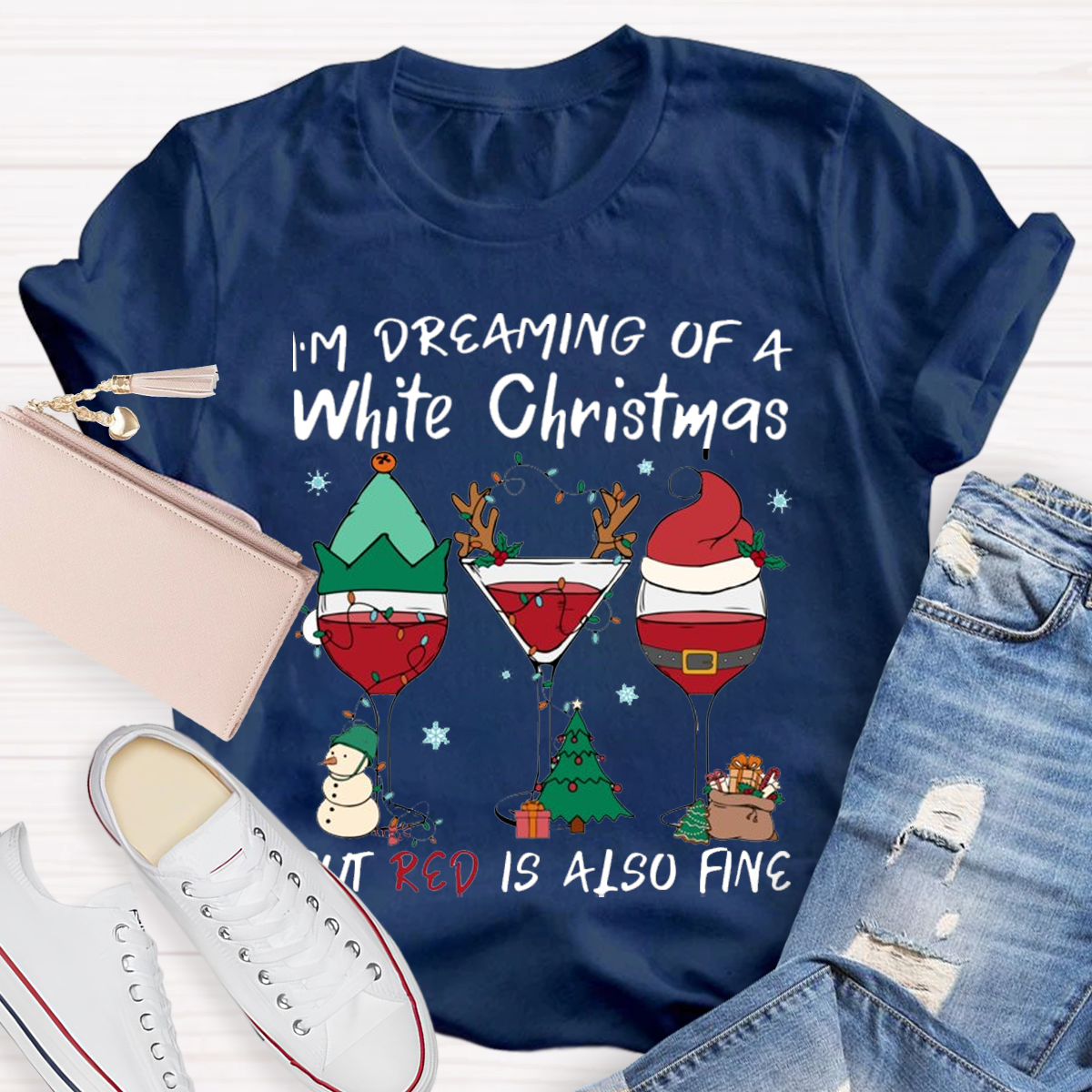 Dear Santa I Just Want Wine Teacher T-Shirt