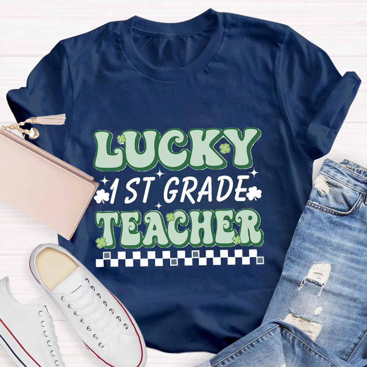 Personalized Grade Lucky Teacher T-Shirt